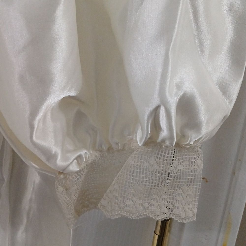 Nise Stevens vintage ivory flannel lined nightgown  Sz L NWOT - Picture 5 of 10